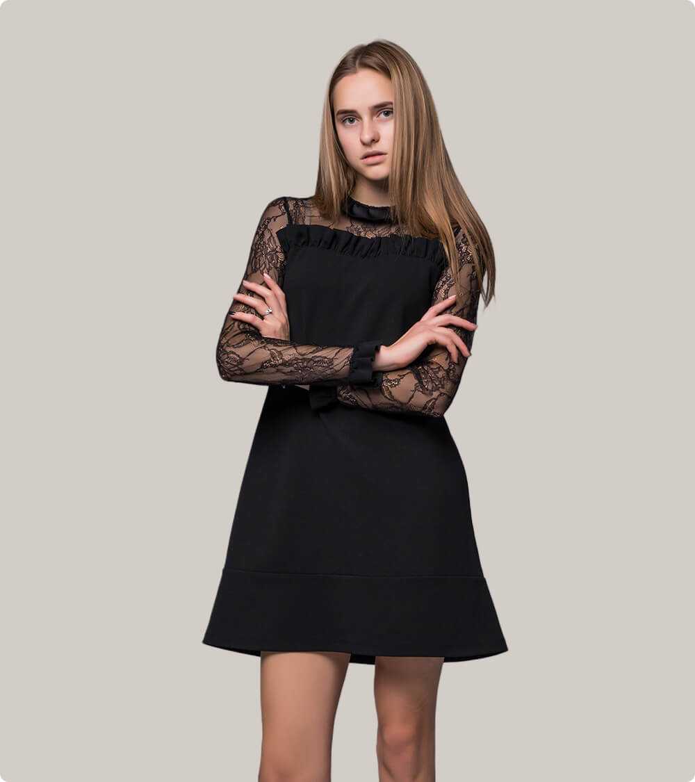 Women Black High-Neck Dress